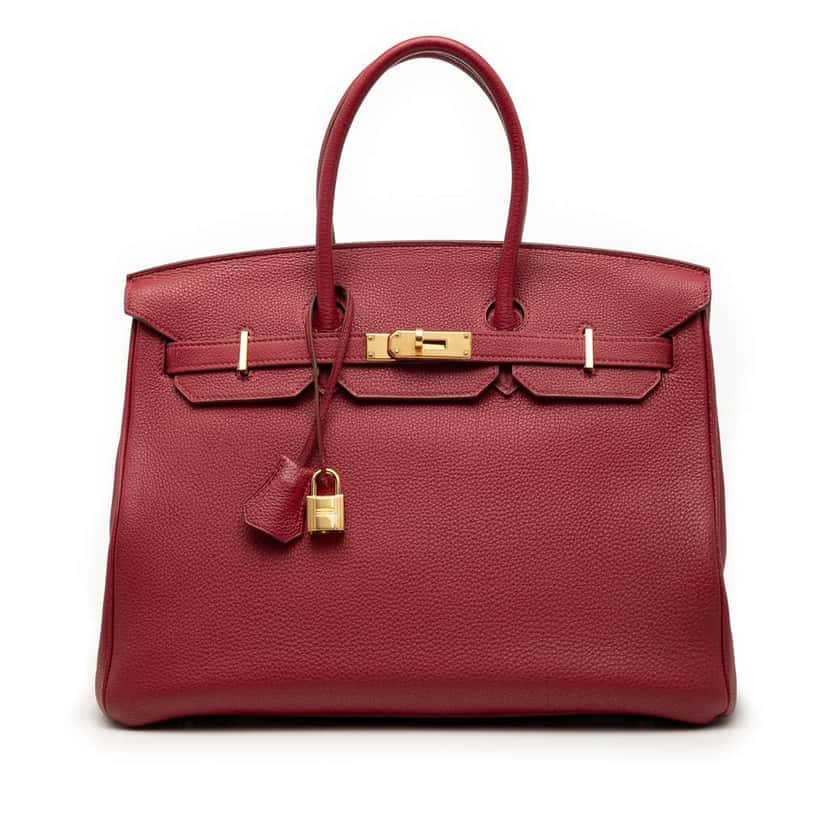 Hermès Togo Birkin Retourne 35 Red Leather Good condition - Front View