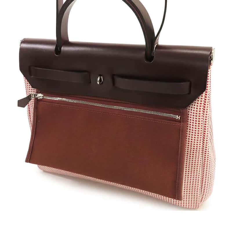 Hermès Toile Criss Viking Vache Hunter Herbag Zip 31 Red Canvas Good condition - Back View