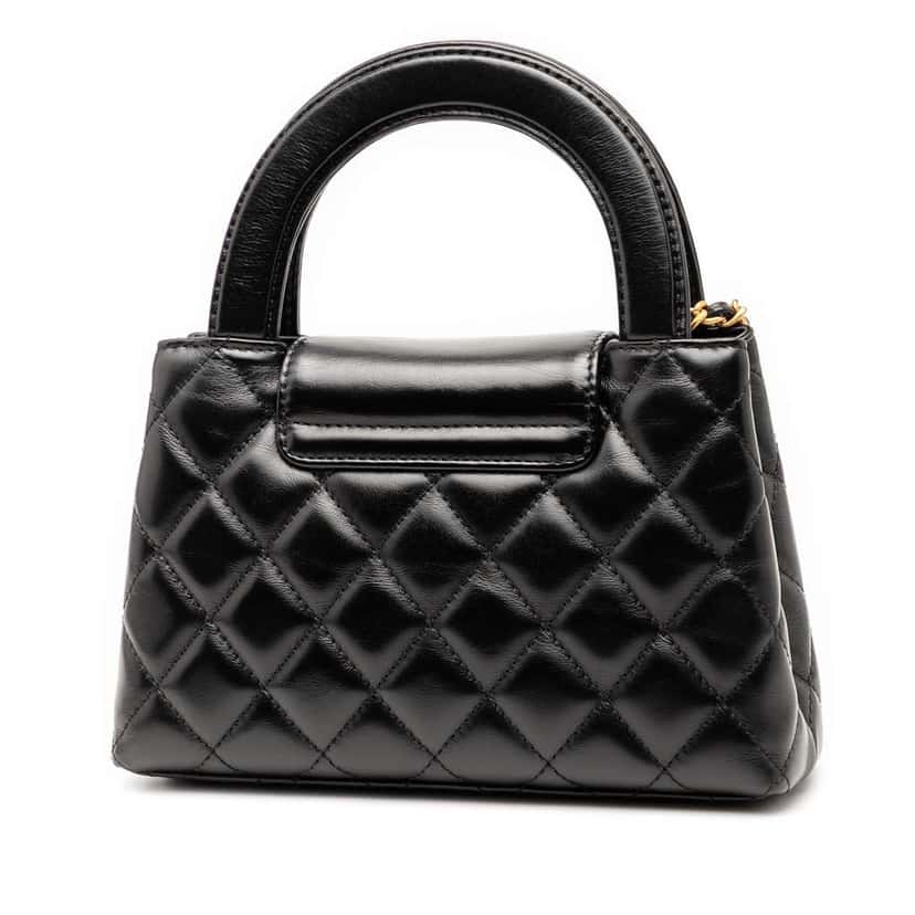 Chanel Nano Aged Calfskin Kelly Shopper Bag Black Leather Good condition - Back View