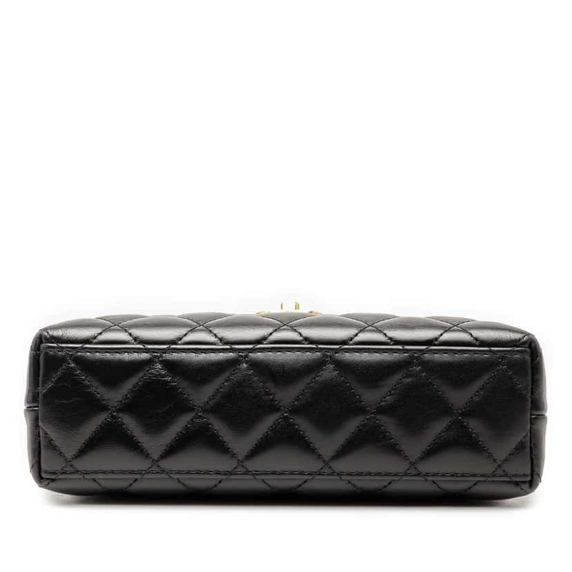 Chanel Nano Aged Calfskin Kelly Shopper Bag Black Leather Good condition - Inside View
