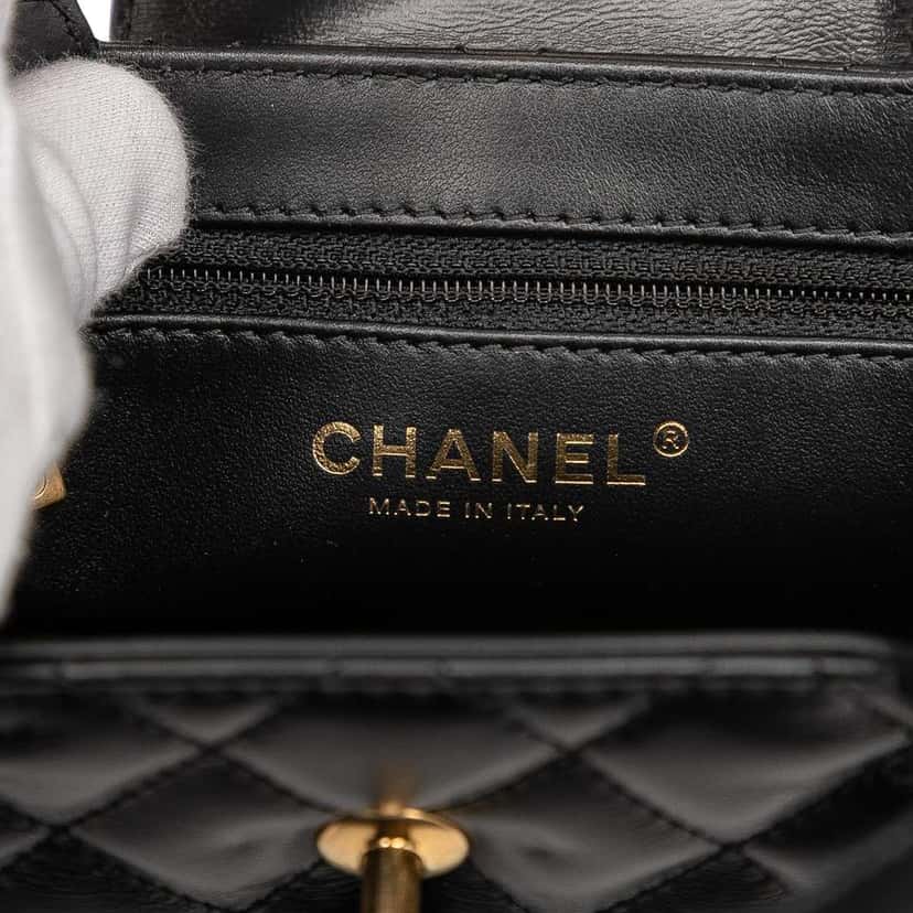Chanel Nano Aged Calfskin Kelly Shopper Bag Black Leather Good condition - Box View