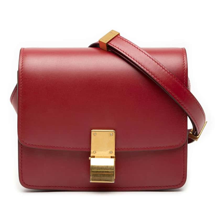 Celine Small Calfskin Classic Box Red Leather Good condition - Front View