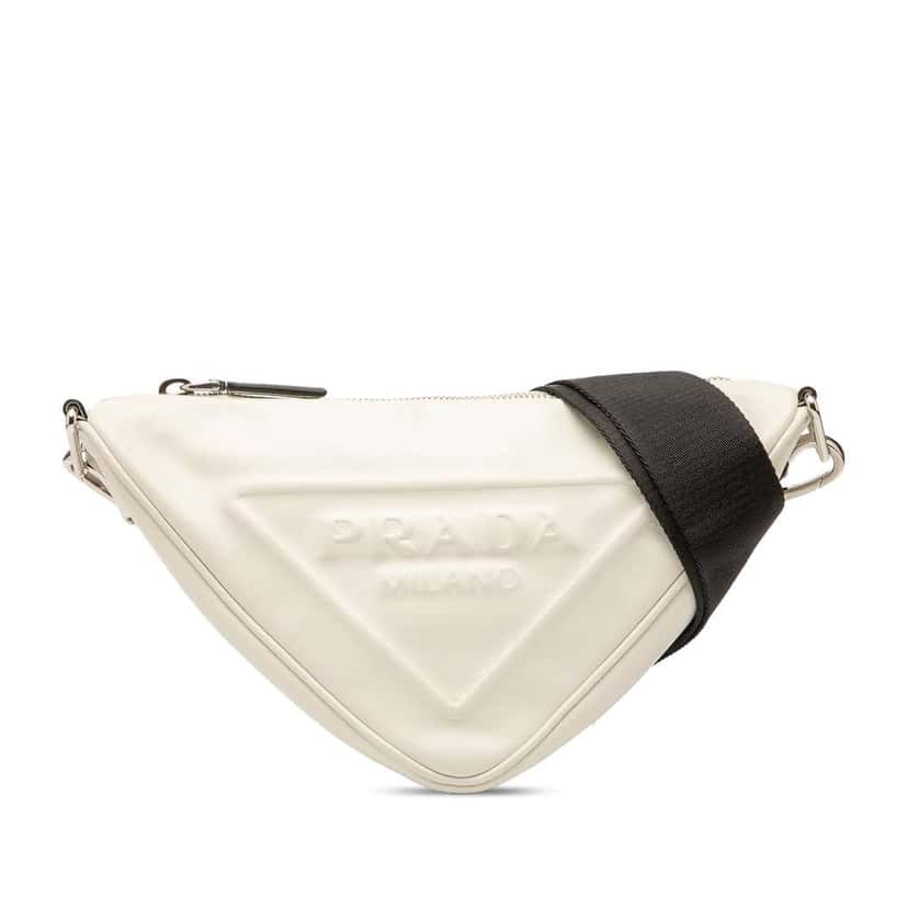 Prada Grace Lux Triangle Crossbody White Leather Good condition - Front View
