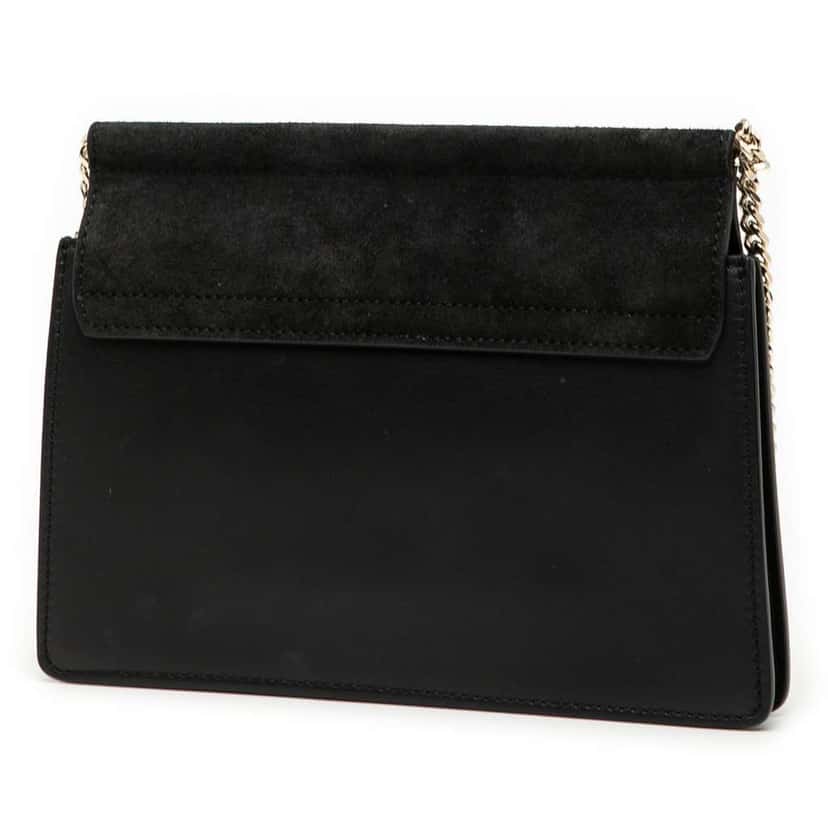 Chloé Small Calfskin and Suede Faye Crossbody Black Leather Very good condition - Back View