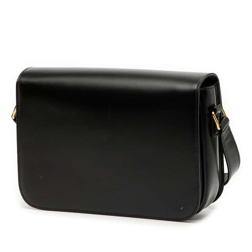 Celine Classique Shiny Calfskin Triomphe Crossbody Black Leather Good condition - Back View