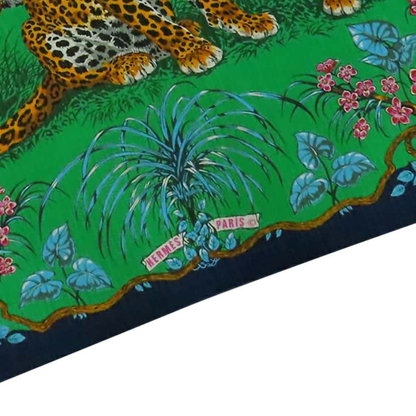 Hermès Jungle Love Cotton Pareo Scarf Green Cotton Good condition - Back View