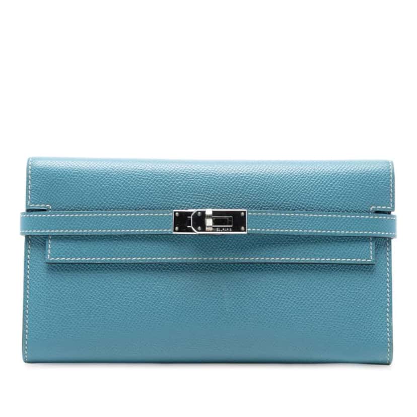 Hermès Epsom Kelly To Go Wallet Blue Leather Good condition - Front View