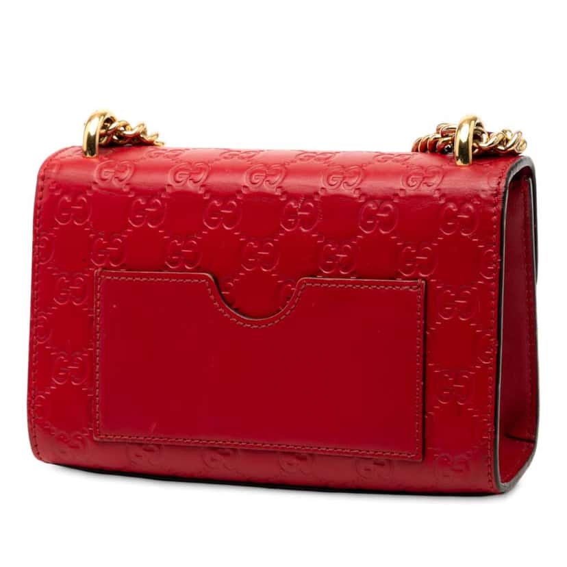 Gucci Small Guccissima Padlock Crossbody Red Leather Good condition - Back View