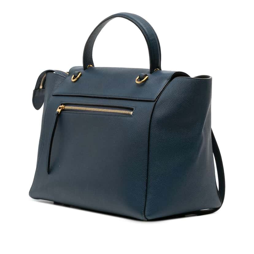 Celine Mini Grained Calfskin Belt Bag Blue Leather Good condition - Back View