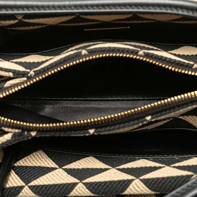 Prada Small Triangolo Symbole Jacquard Embroidered Shoulder Bag Brown Canvas Good condition - Box View