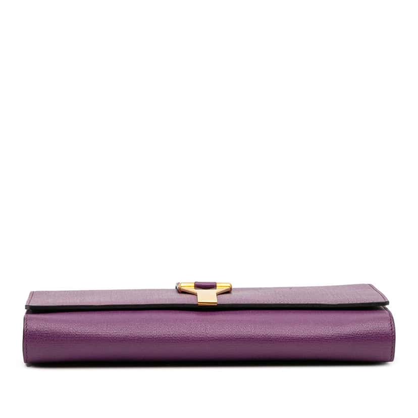 Saint Laurent Textured Leather Chyc Ligne Clutch Purple Leather Good condition - Inside View