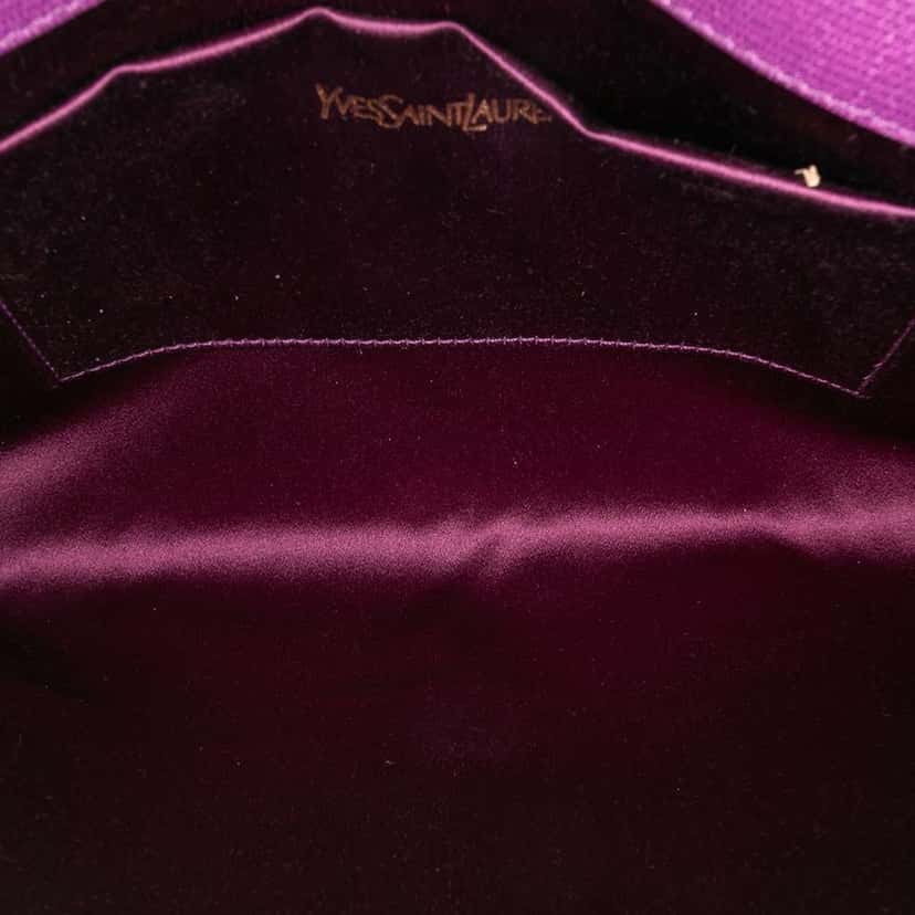 Saint Laurent Textured Leather Chyc Ligne Clutch Purple Leather Good condition - Model View