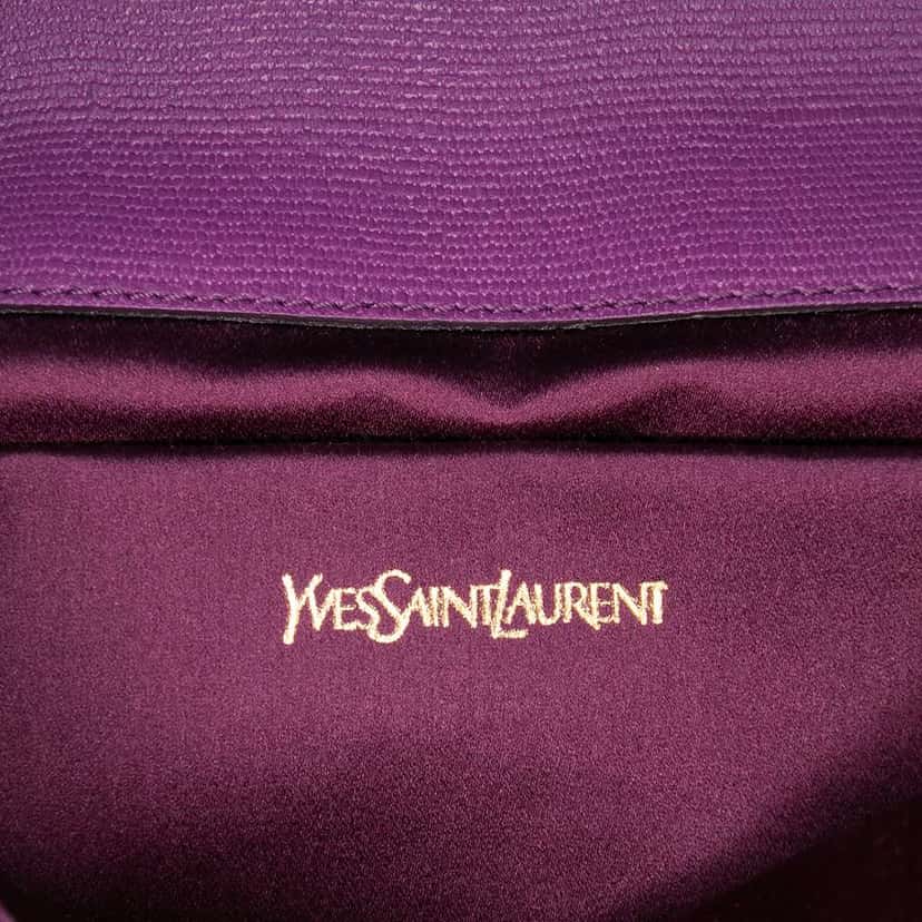 Saint Laurent Textured Leather Chyc Ligne Clutch Purple Leather Good condition - Box View