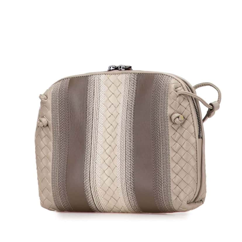 Bottega Veneta Nappa Intrecciato Striped Nodini Crossbody Brown Leather Good condition - Back View