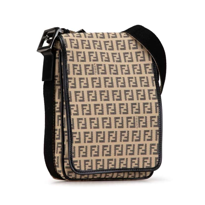 Fendi Zucchino Canvas Crossbody Brown Canvas Good condition - Back View