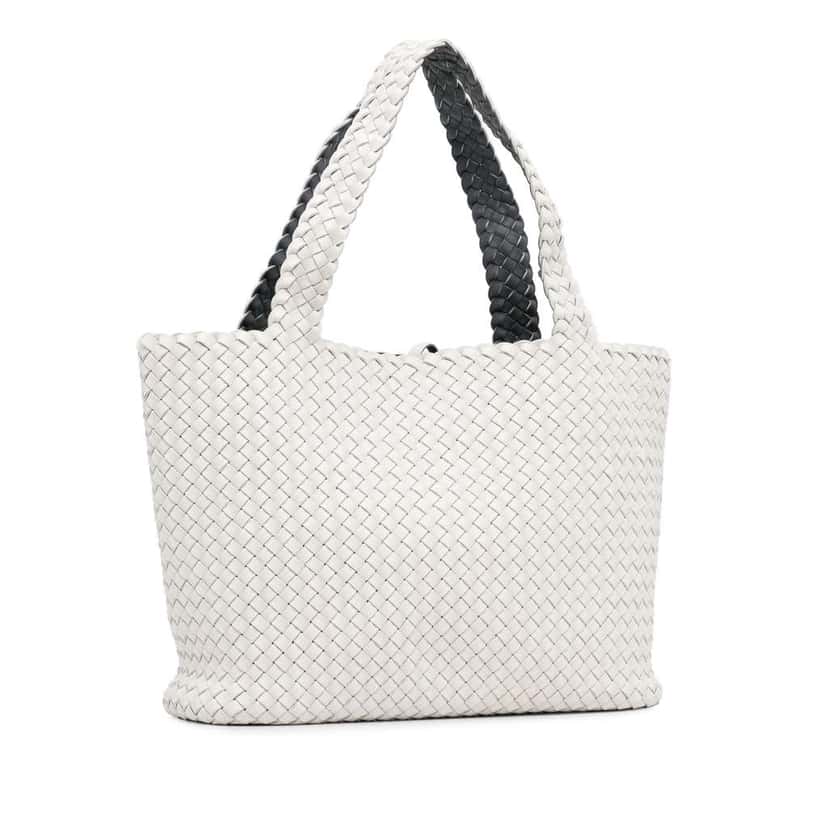 Bottega Veneta Bicolor Intrecciato Tote White Leather Good condition - Back View