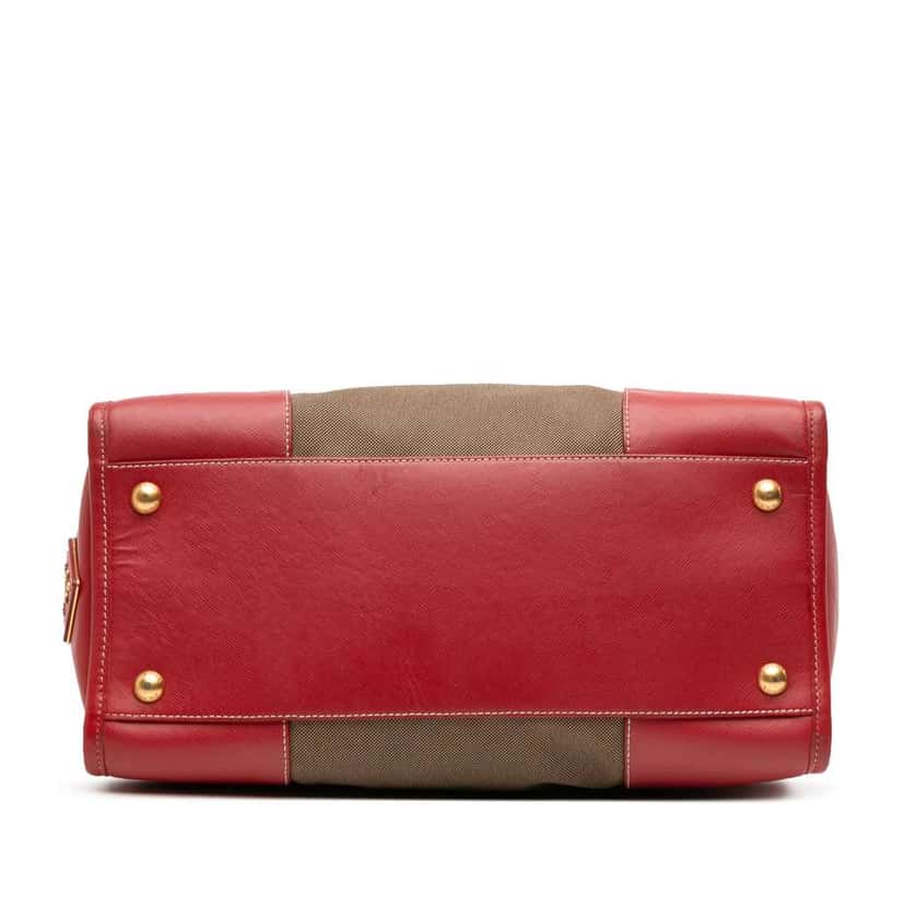 Prada Saffiano Trimmed Canvas Canapa Logo Satchel Brown Canvas Good condition - Inside View