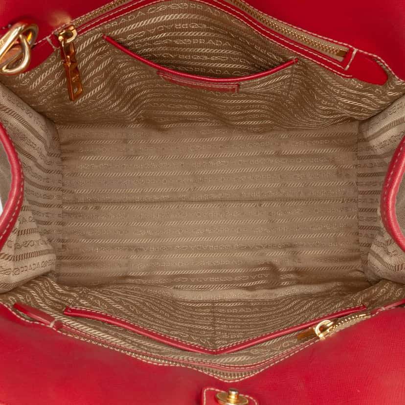 Prada Saffiano Trimmed Canvas Canapa Logo Satchel Brown Canvas Good condition - Model View
