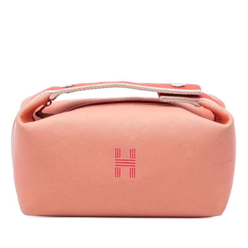 Hermès Small Canvas Bride A Brac Case Pink Canvas Good condition - Front View