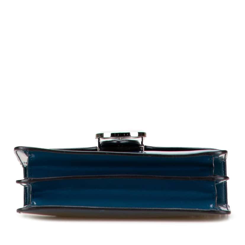 Gucci Small Polished Calfskin Interlocking G Dollar Crossbody Blue Leather Good condition - Inside View