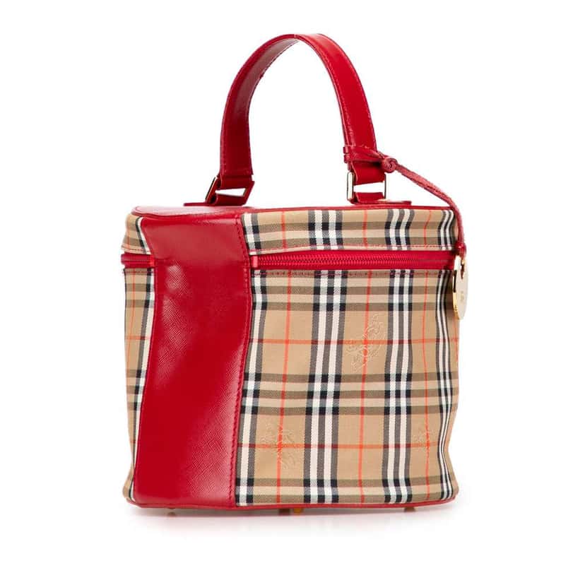 Burberry Haymarket Check Canvas Vanity Bag Brown Canvas Good condition - Back View