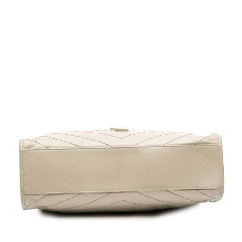 Saint Laurent Medium Crinkled Calfskin Monogram Niki Shopper Tote White Leather Good condition - Inside View