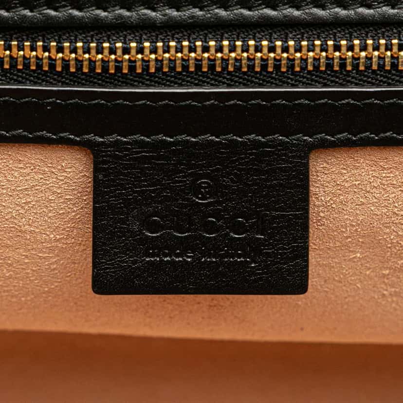 Gucci Small Leather Bamboo Nymphaea Satchel Black Leather Good condition - Box View