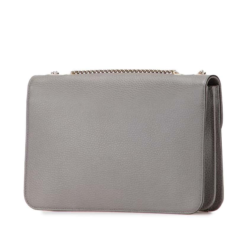 Gucci Medium Dollar Calfskin Interlocking G Crossbody Grey Leather Very good condition - Back View
