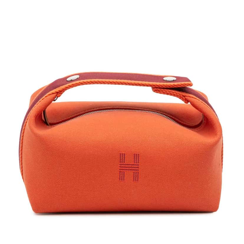 Hermès Small Toile Bride A Brac Case Orange Canvas Good condition - Front View