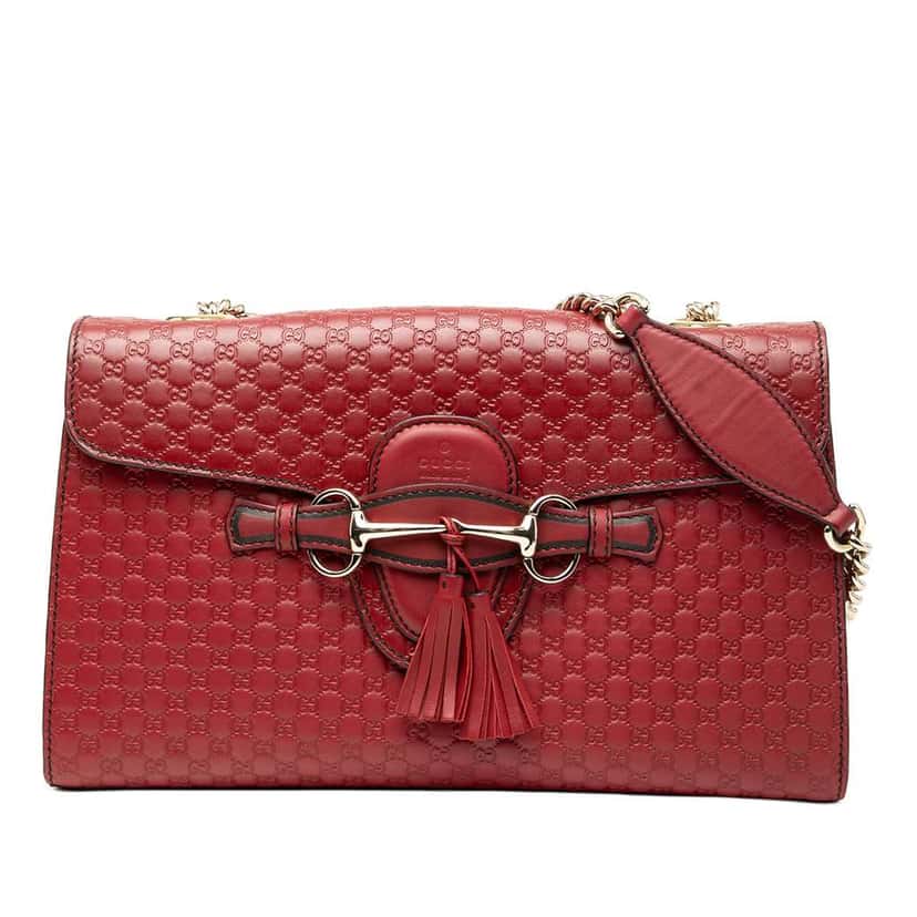 Gucci Medium Microguccissima Emily Shoulder Bag Red Leather Good condition - Front View