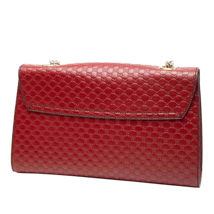 Gucci Medium Microguccissima Emily Shoulder Bag Red Leather Good condition - Back View