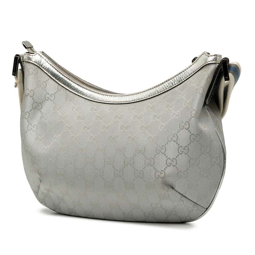 Gucci GG Imprime Web Crossbody Silver Canvas Very good condition - Back View