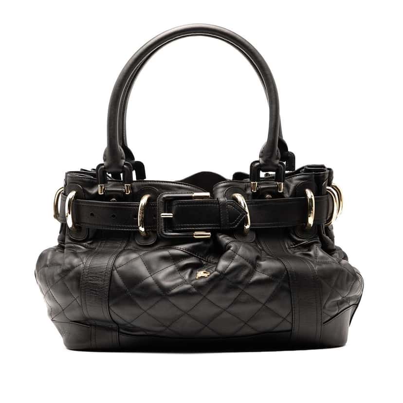 Burberry Large Quilted Leather Beaton Tote Black Leather Good condition - Front View