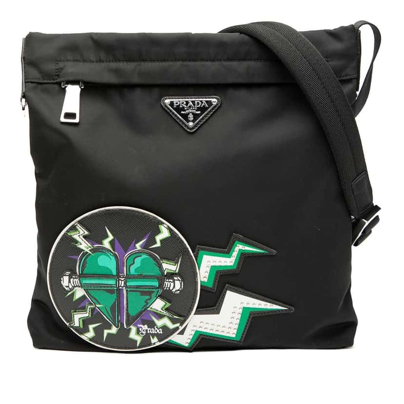 Prada Universal Studios Tessuto Montagna Frankenstein Print Crossbody Black Very good condition - Front View