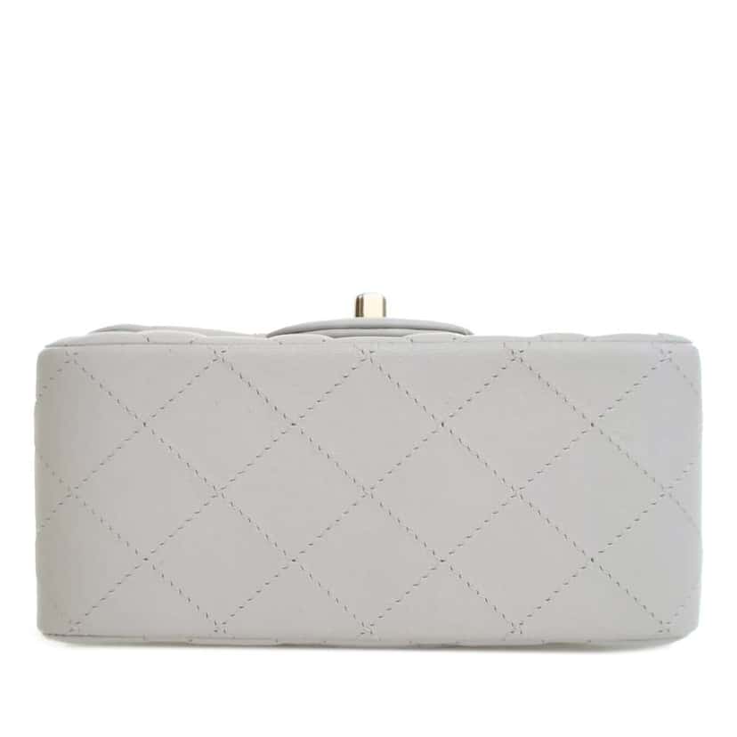 Chanel Mini Square Classic Lambskin Single Flap Grey Leather Good condition - Model View