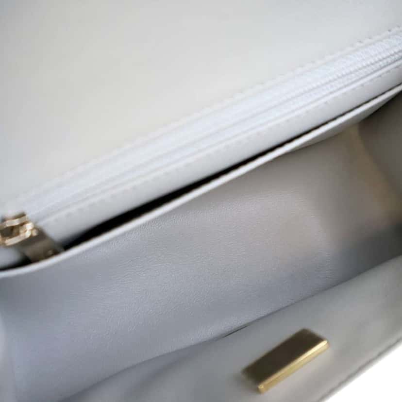 Chanel Mini Square Classic Lambskin Single Flap Grey Leather Good condition - Box View