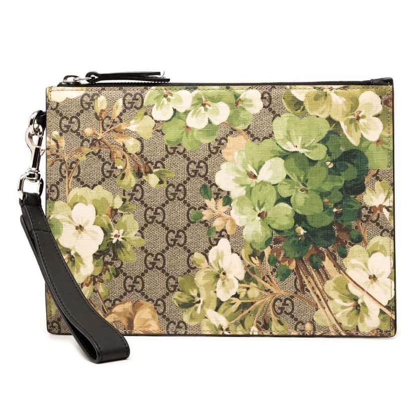 Gucci GG Supreme Blooms Clutch Brown Canvas Good condition - Front View