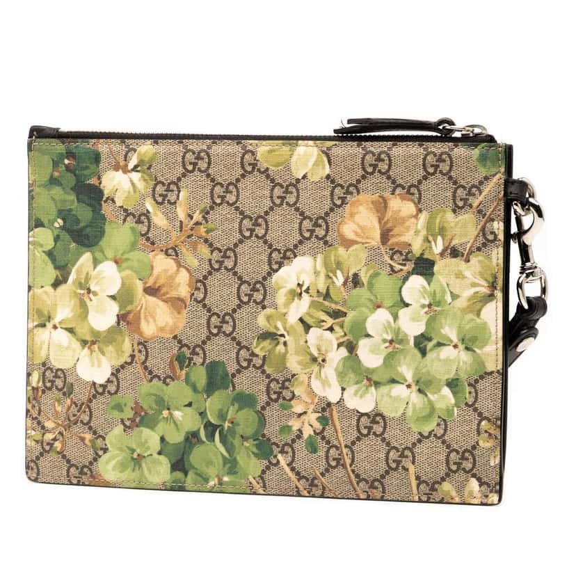Gucci GG Supreme Blooms Clutch Brown Canvas Good condition - Back View