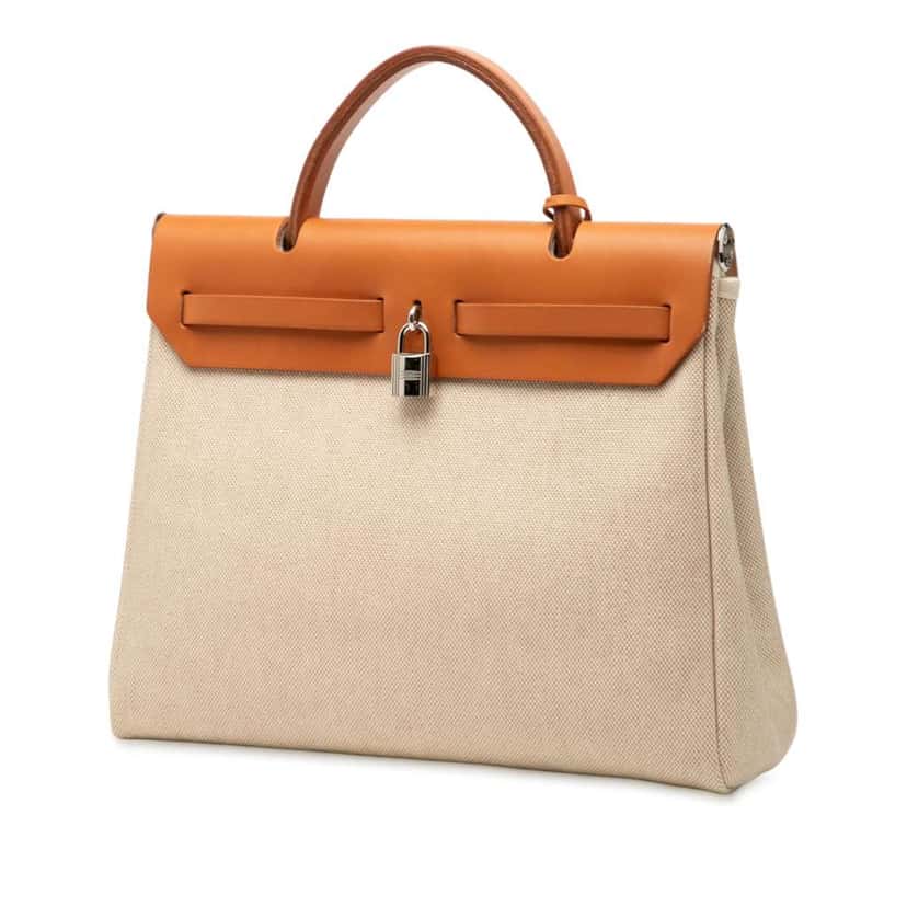 Hermès Toile Herbag PM Brown Canvas Good condition - Back View