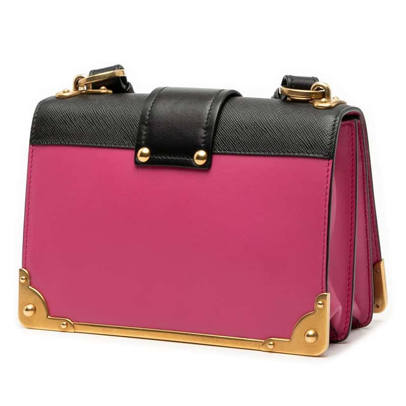 Prada Saffiano Trimmed City Calf Cahier Crossbody Pink Leather Good condition - Back View