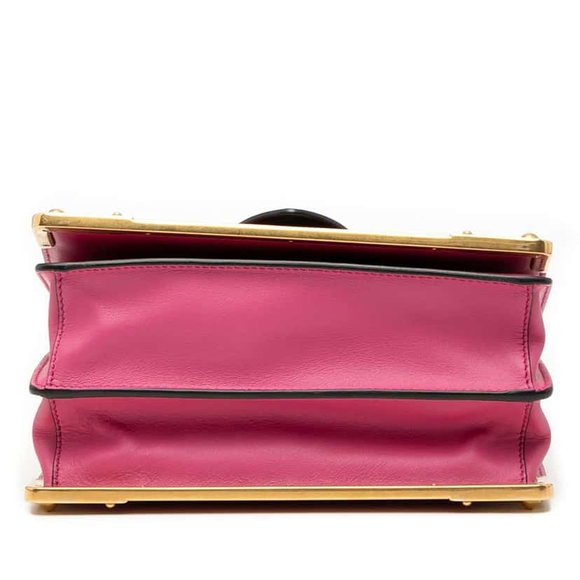 Prada Saffiano Trimmed City Calf Cahier Crossbody Pink Leather Good condition - Inside View