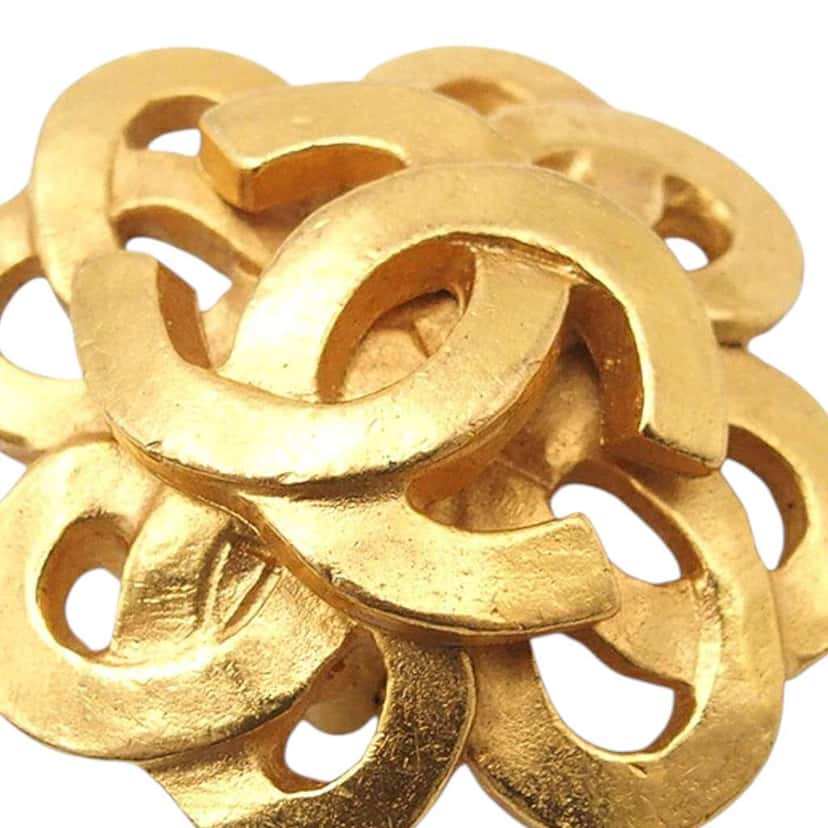 Chanel Gold Plated CC Flower Clip On Earrings Gold Metal Good condition - Inside View