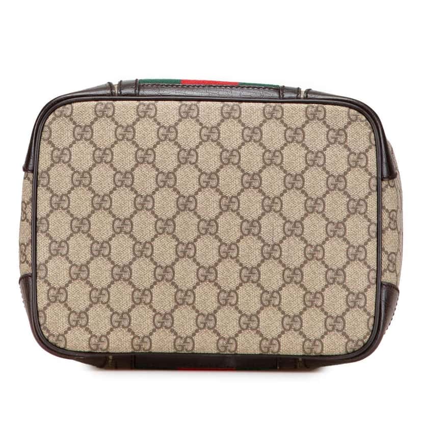 Gucci GG Supreme Web Cosmetic Bag Brown Canvas Good condition - Inside View