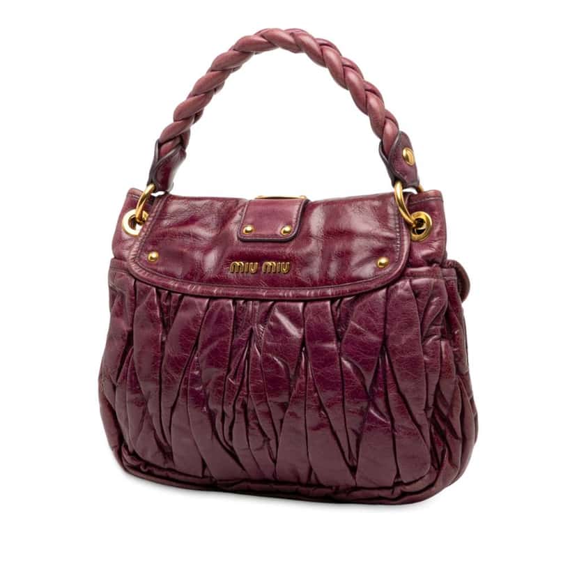 Miu Miu Matelasse Nappa Coffer Satchel Red Leather Good condition - Back View