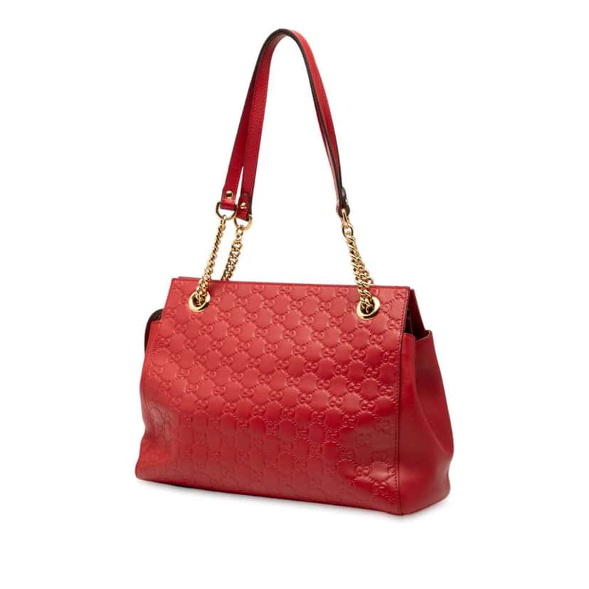 Gucci Medium Guccissima Soft Shoulder Bag Red Leather Good condition - Back View