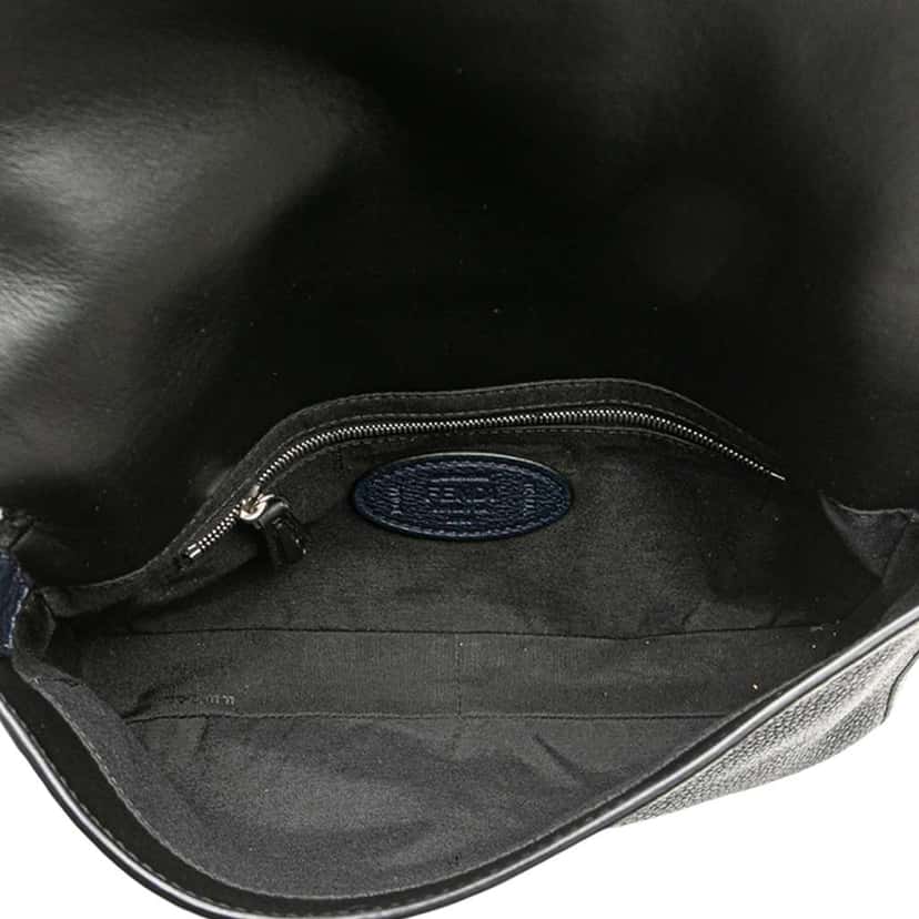 Fendi Leather Selleria Convertible Baguette Satchel Blue Leather Good condition - Model View