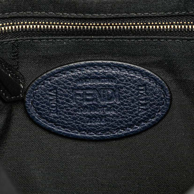 Fendi Leather Selleria Convertible Baguette Satchel Blue Leather Good condition - Box View