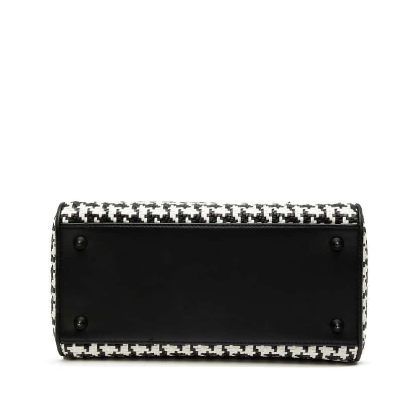 Dior Medium Calfskin Woven Houndstooth Lady Dior Black Leather Good condition - Inside View