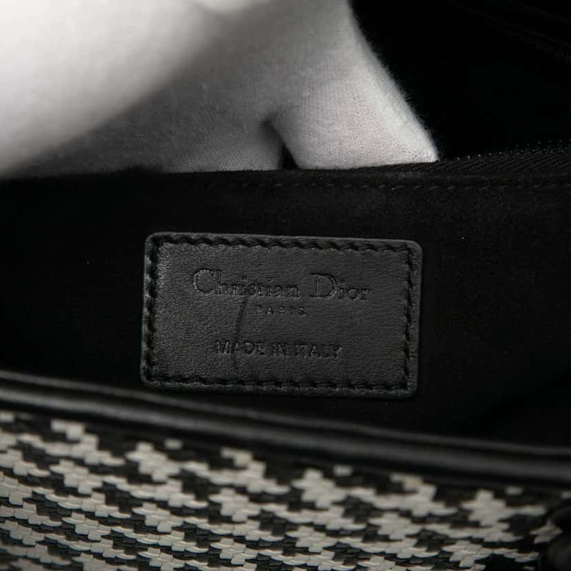 Dior Medium Calfskin Woven Houndstooth Lady Dior Black Leather Good condition - Box View
