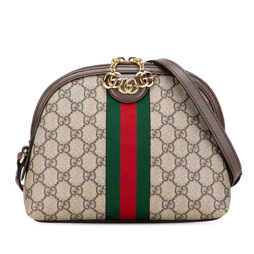 Gucci Small GG Supreme Ophidia Dome Crossbody Brown Canvas Good condition - Front View